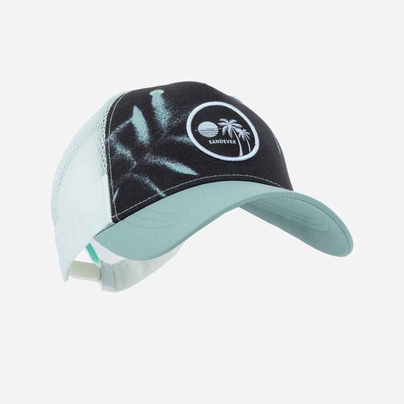 Adult Trucker Style Beach Cap Tropical - White/Khaki