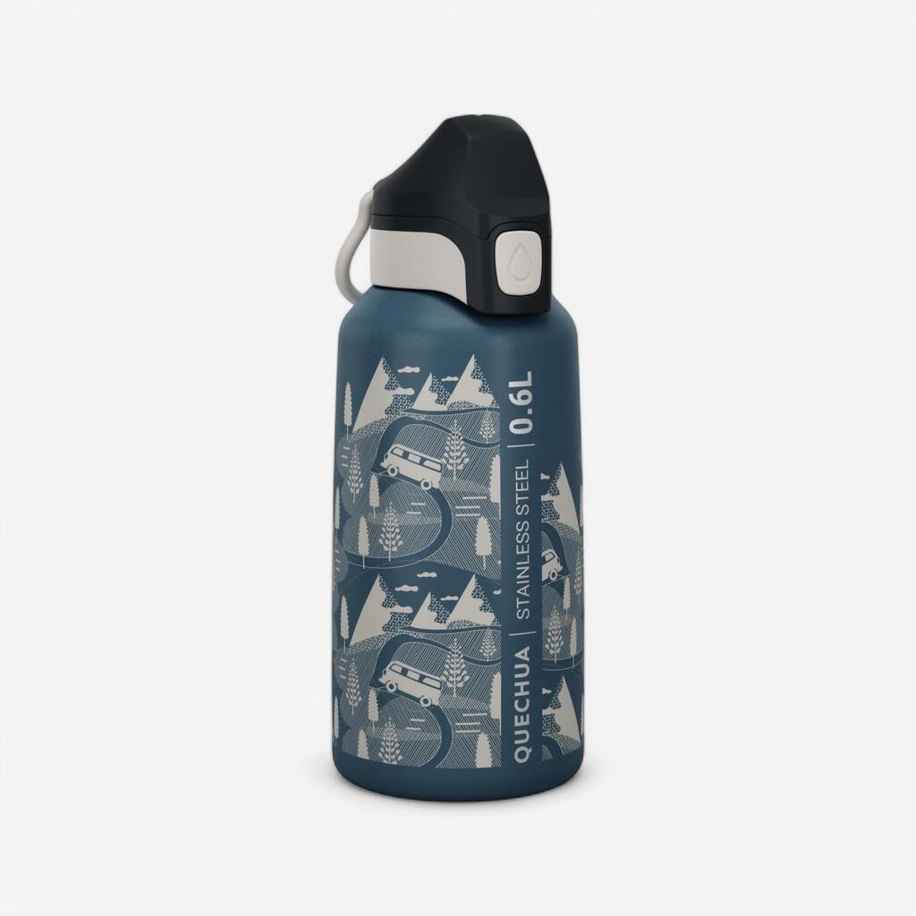 0.6 L kids’ stainless steel water flask 500 with instant stopper for hiking 