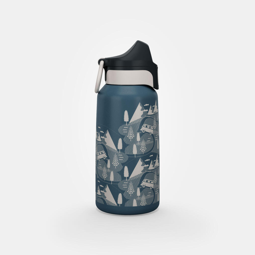 Gourde 500 enfant 0,6l en inox avec bouchon instantané pour la randonnée - Bleu