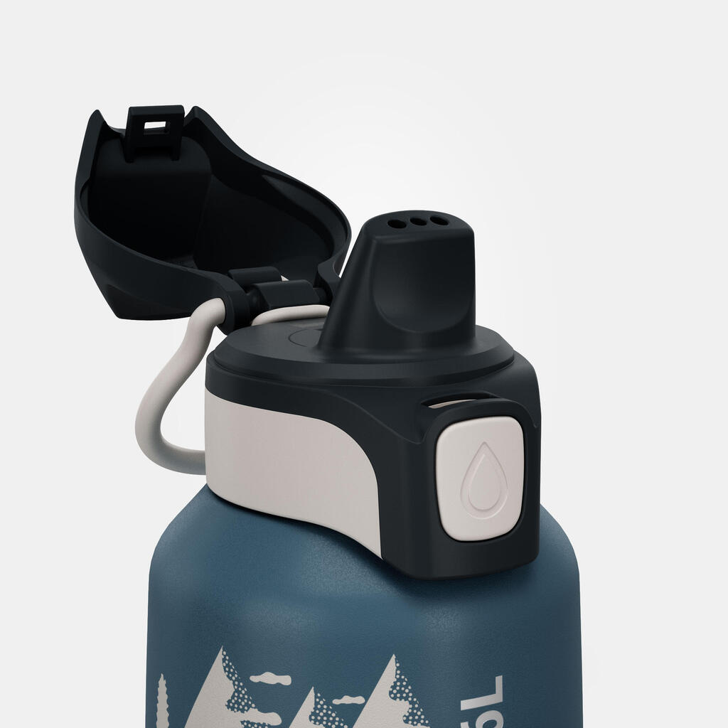 Gourde 500 enfant 0,6l en inox avec bouchon instantané pour la randonnée - Bleu