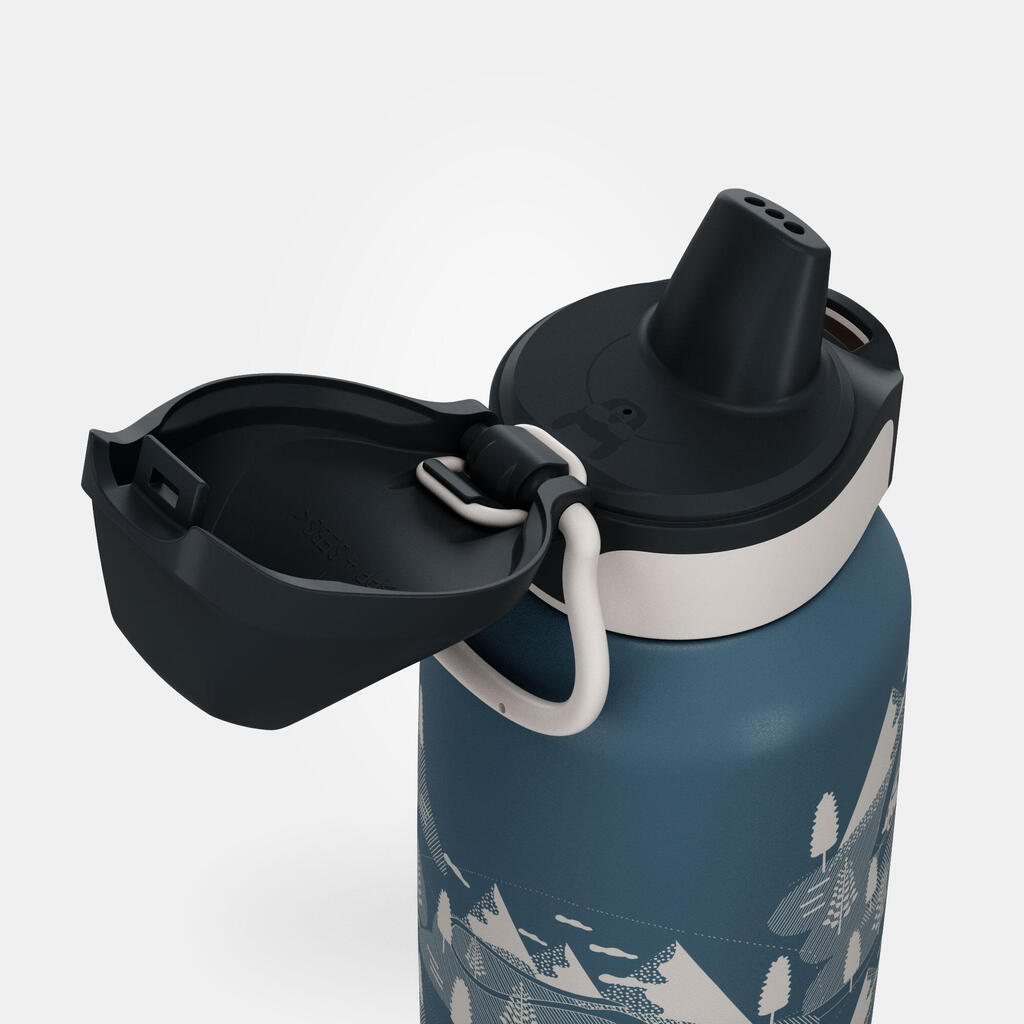 Gourde 500 enfant 0,6l en inox avec bouchon instantané pour la randonnée - Bleu