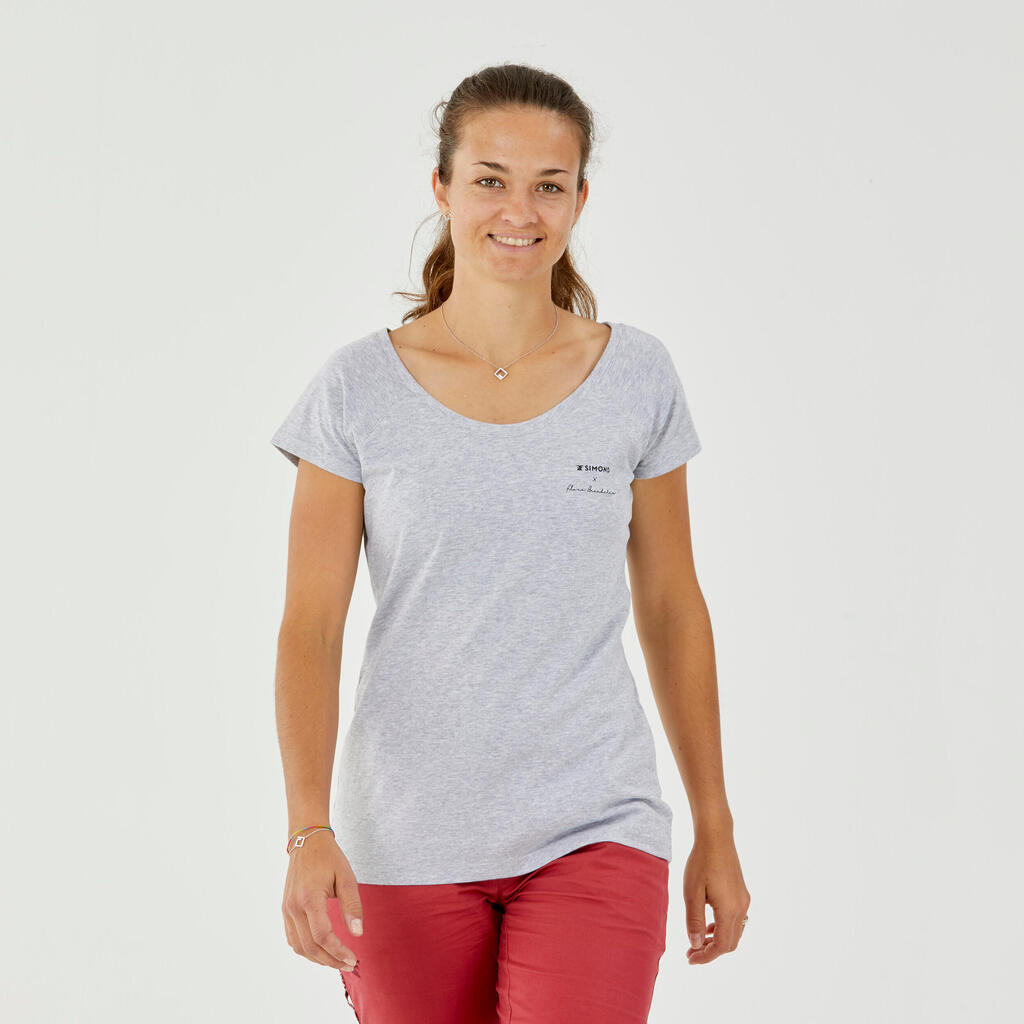 WOMEN’S CLIMBING T-SHIRT VERTIKA GREY - Flore Beaudelin