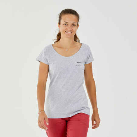 WOMEN’S CLIMBING T-SHIRT VERTIKA GREY - Flore Beaudelin