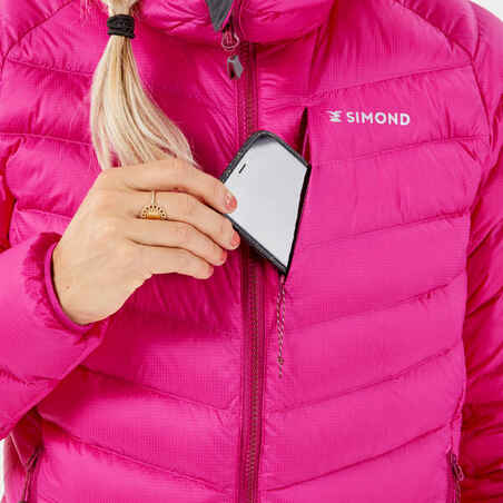 Women's Mountaineering Down Jacket - ALPINISM LIGHT - FUCHSIA PINK