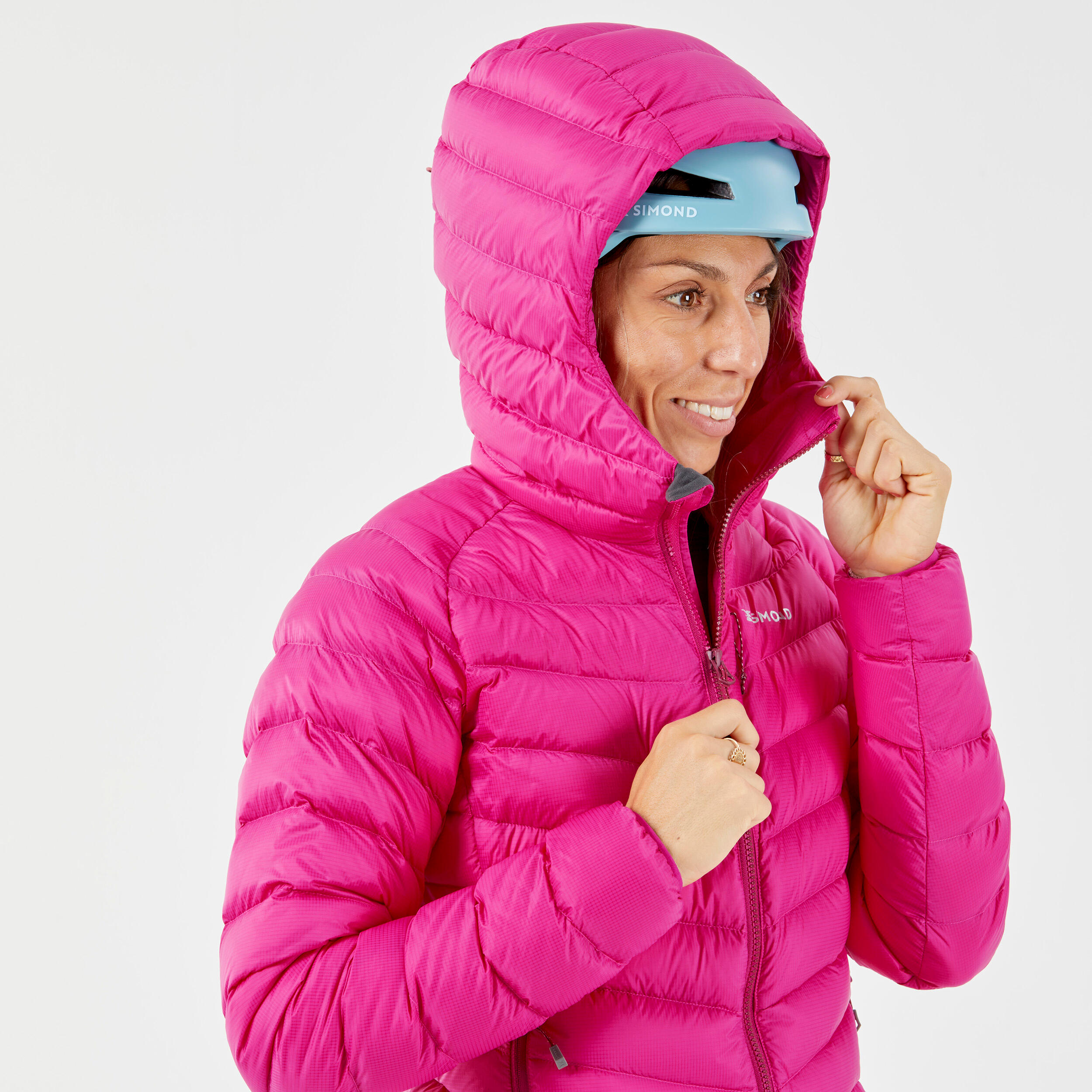 Women's Mountaineering Down Jacket - ALPINISM LIGHT - FUCHSIA PINK 5/14