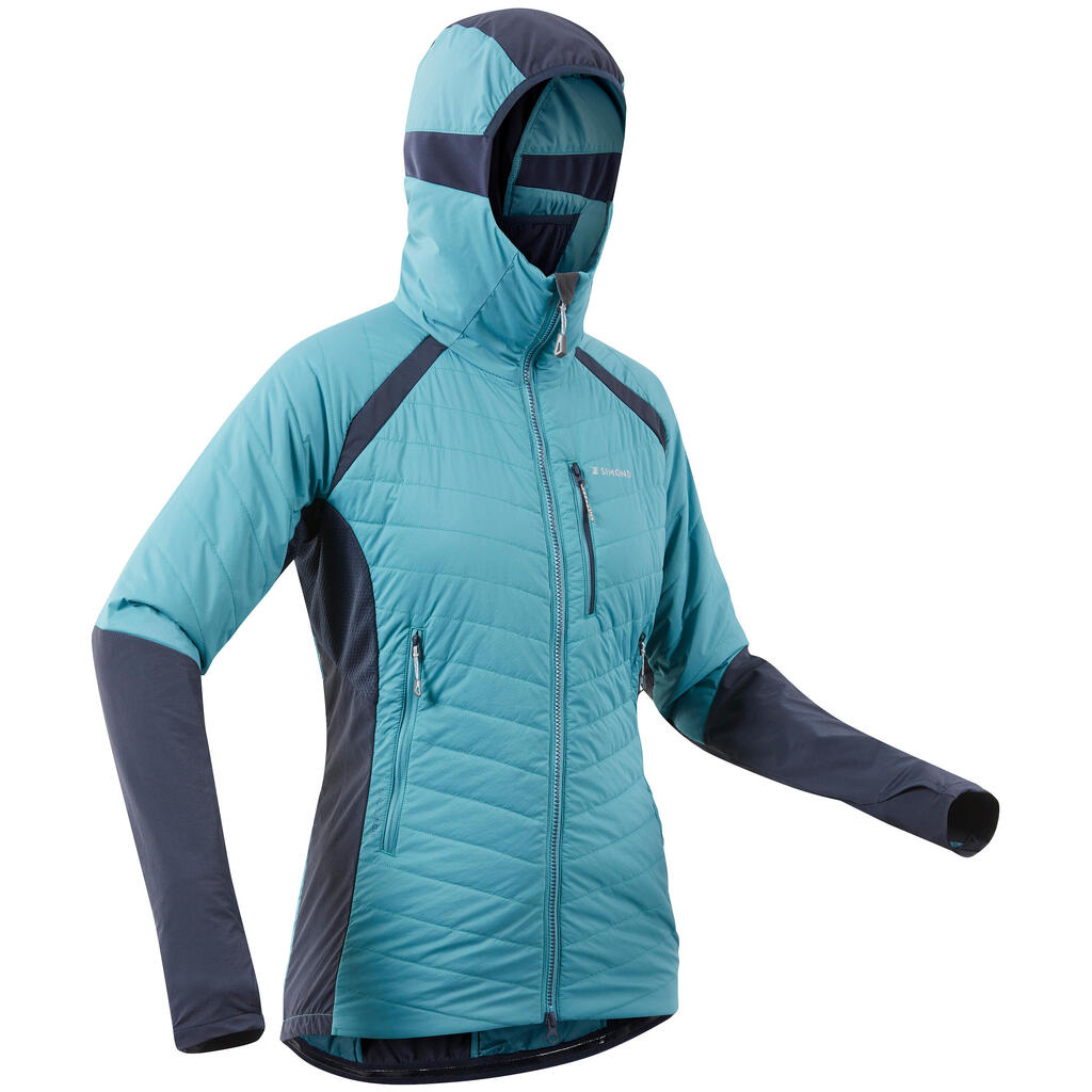 WOMEN'S HYBRID JACKET SPRINT SYNTHETIC & WOOL MOUNTAINEERING - BLUE GREY