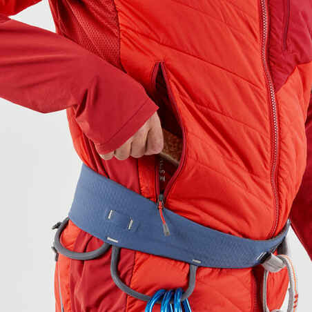 Ανδρικό συνθετικό υβριδικό πουπουλένιο μπουφάν ορειβασίας SPRINT - Πορτοκαλί