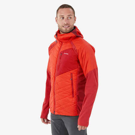 Ανδρικό συνθετικό υβριδικό πουπουλένιο μπουφάν ορειβασίας SPRINT - Πορτοκαλί