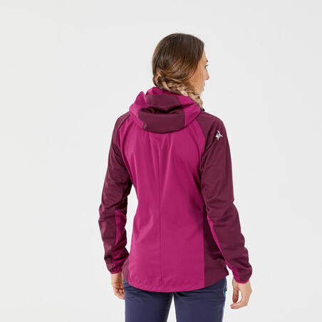 Куртка жіноча для альпінізму із софтшелу сливова