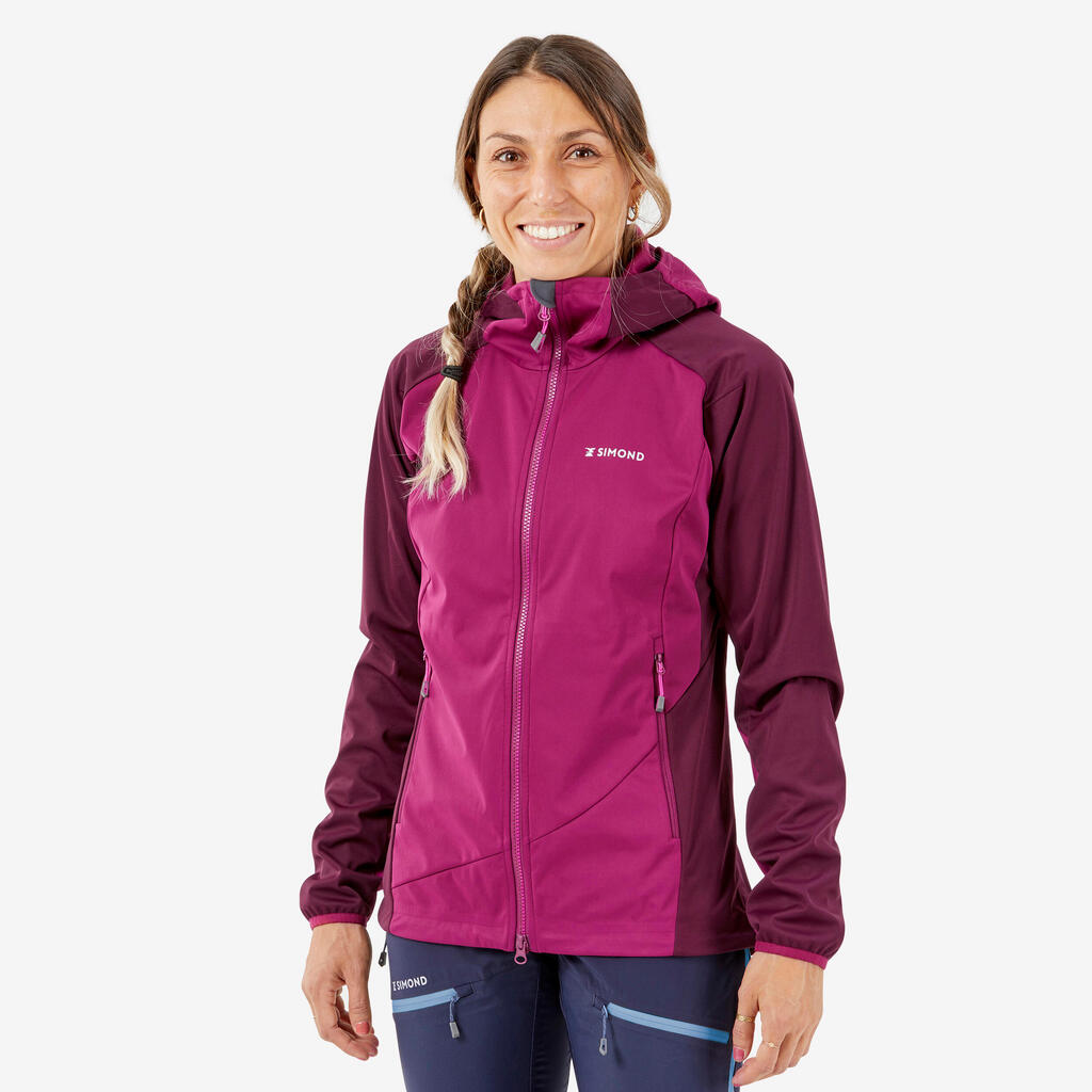 Alpinistička jakna Softshell ženska tamnocrvena