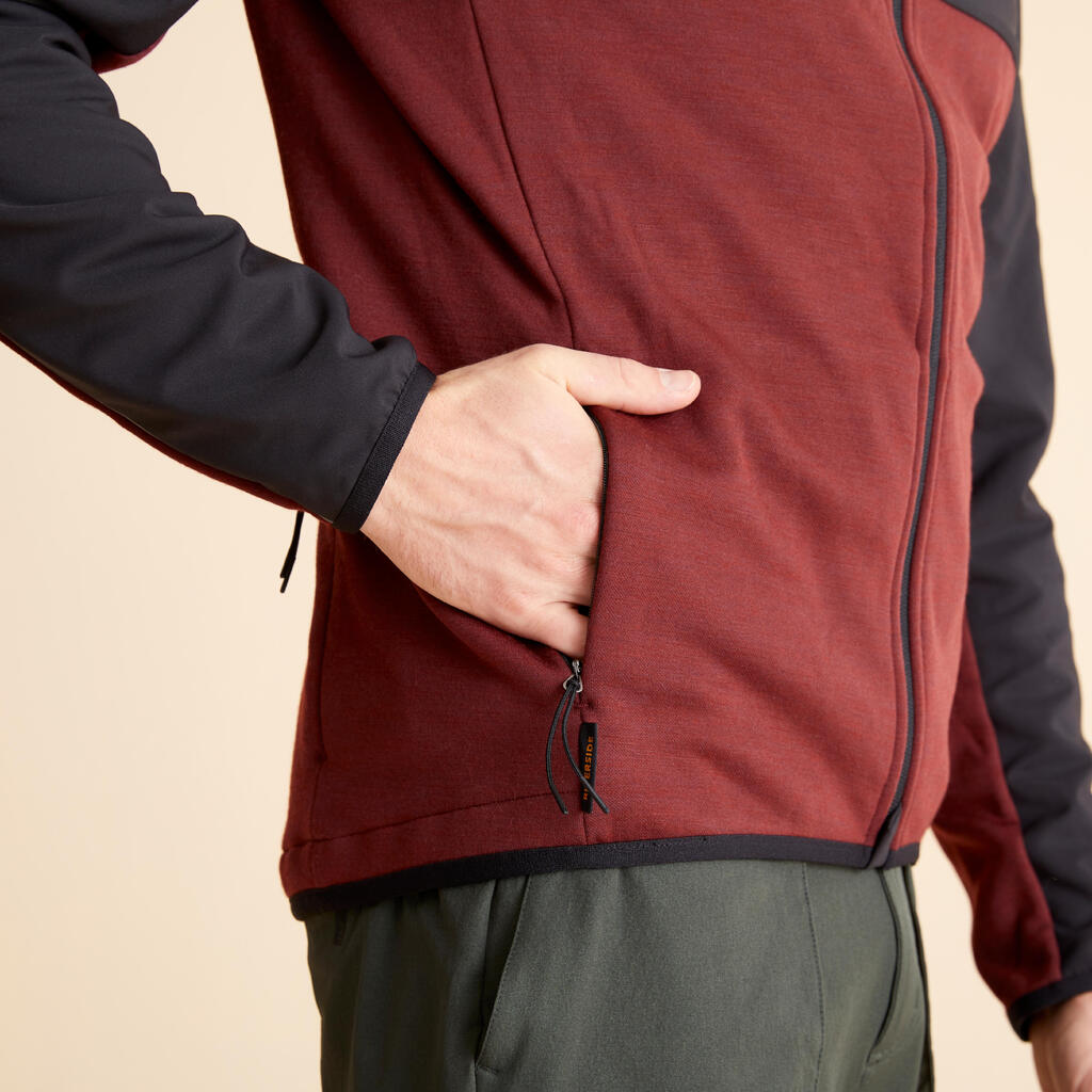 Hooded 29% Merino Gravel Cycling Jersey - Burgundy