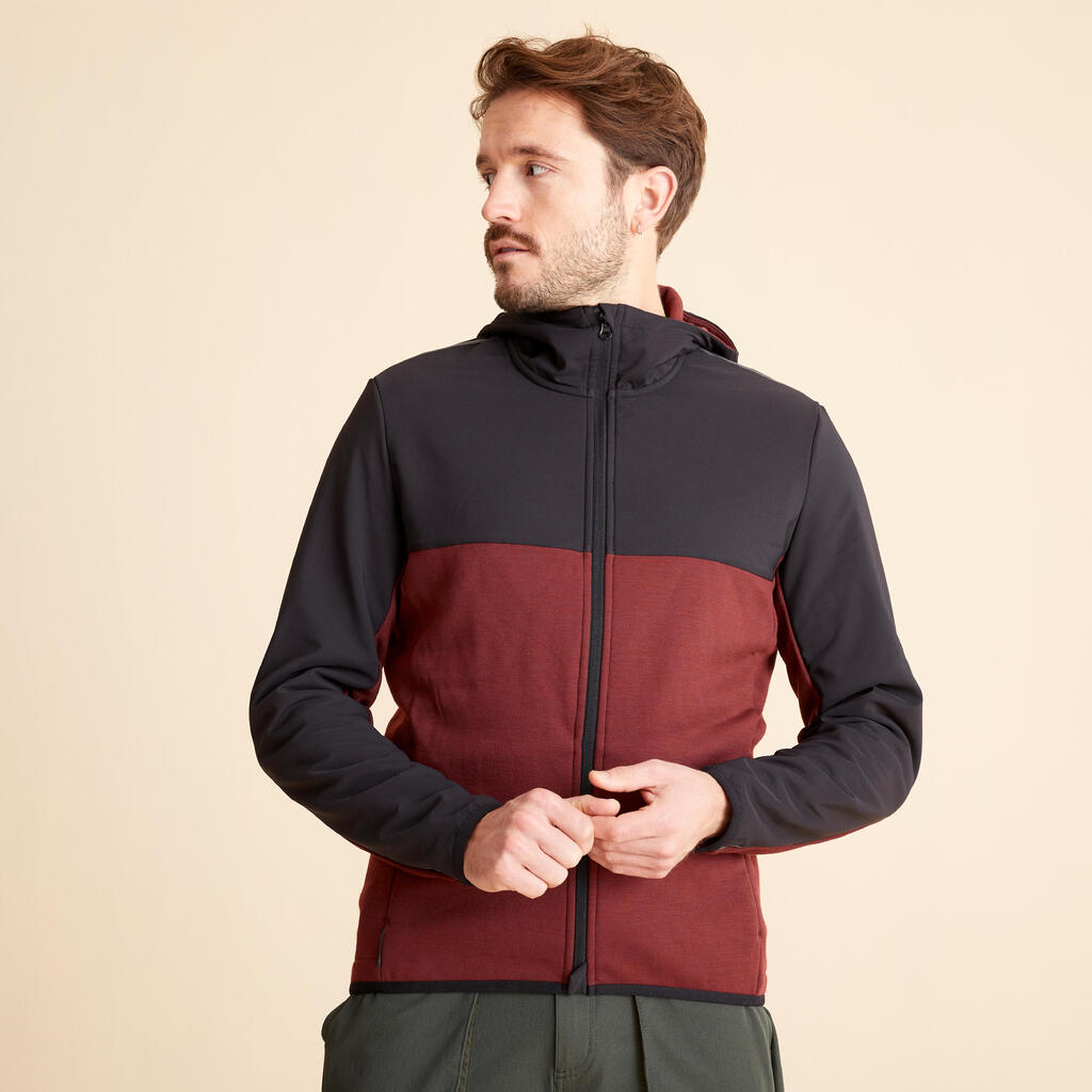 Hooded 29% Merino Gravel Cycling Jersey - Burgundy