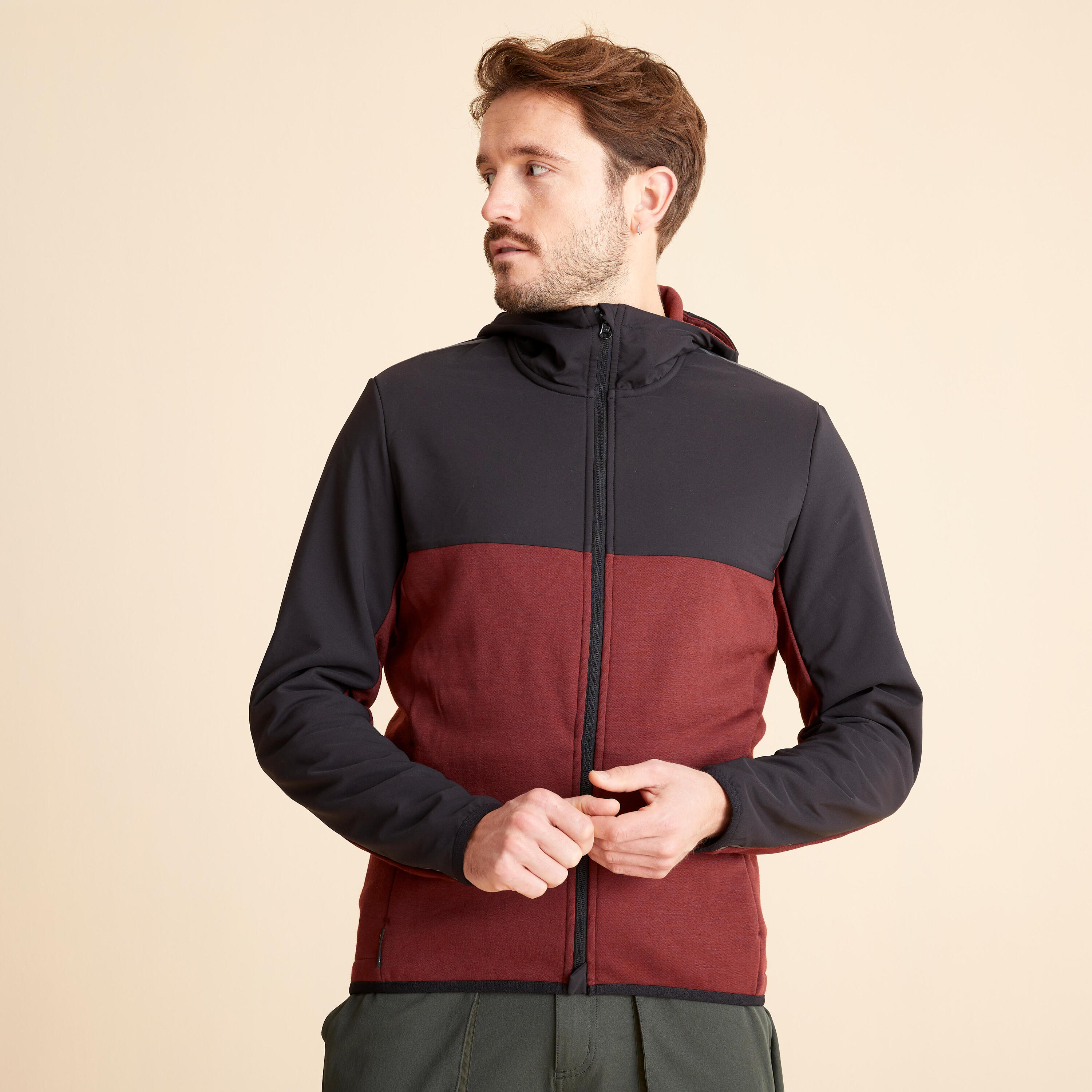 Hooded 29% Merino Gravel Cycling Jersey - Burgundy 4/12