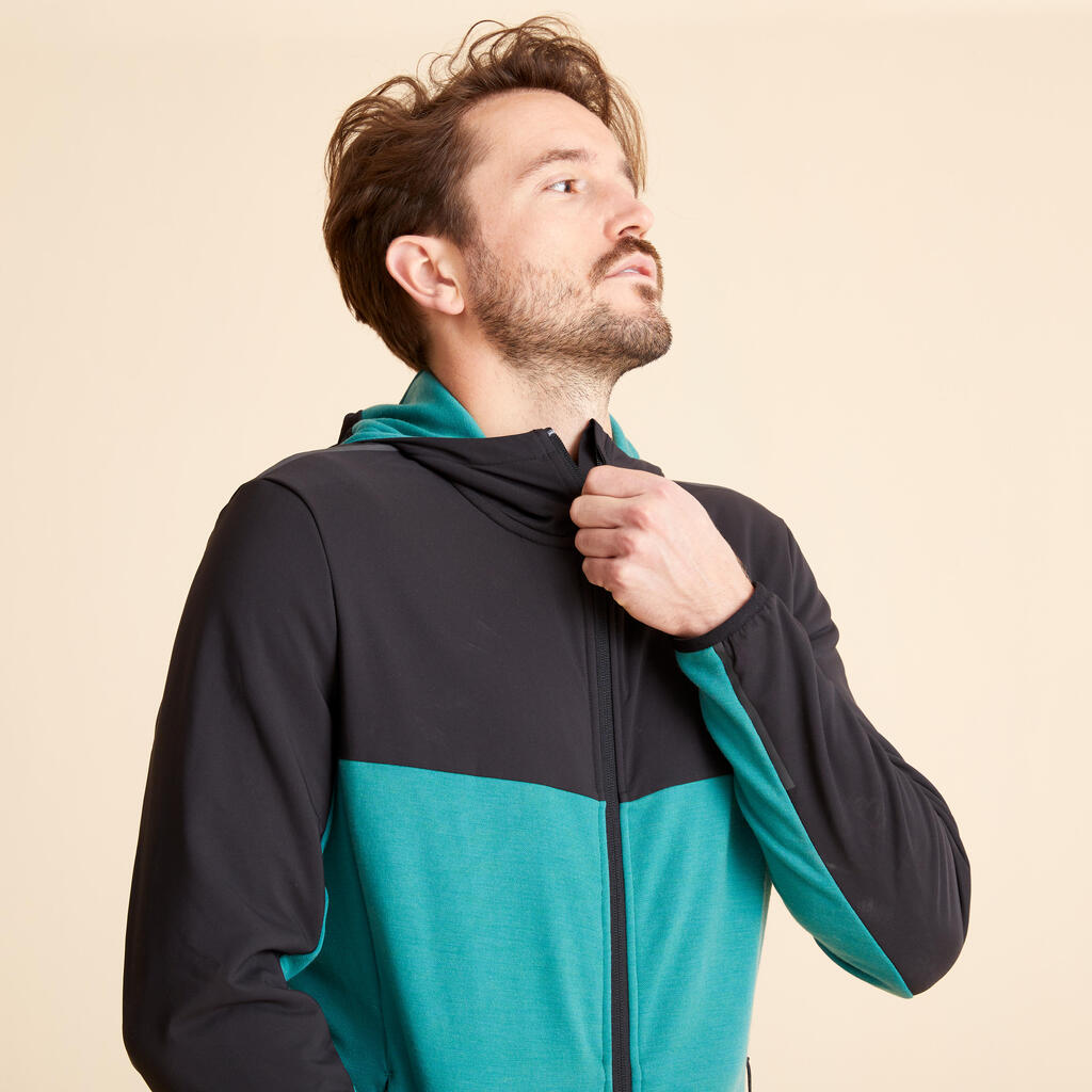 29% Merino Hooded Gravel Cycling Jersey - Green/Blue