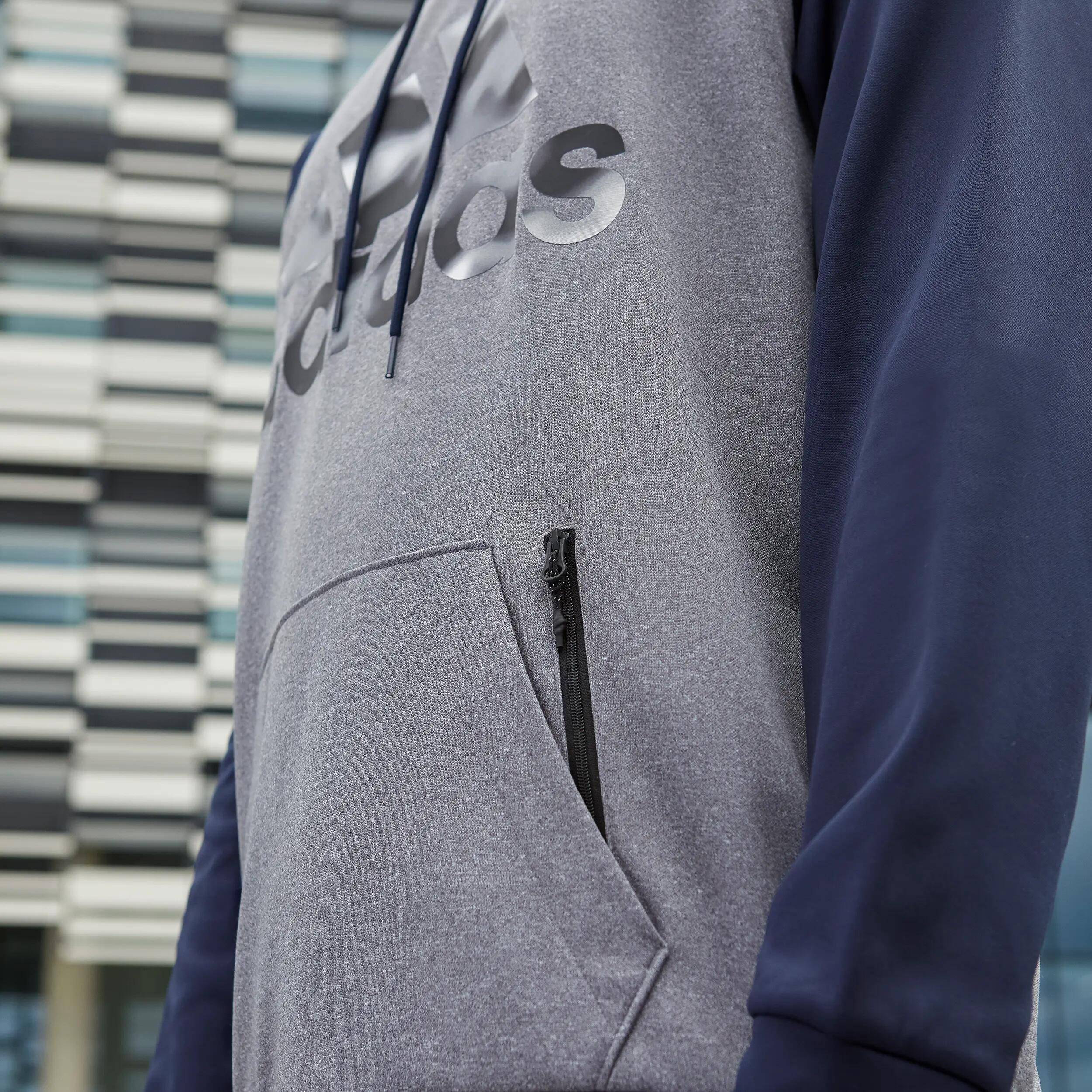 Felpa uomo fitness Adidas con cappuccio grigia 6/7