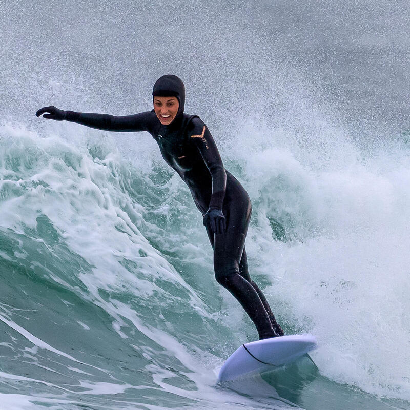 Combinaison néoprène 5/4 surf femme expert avec cagoule intégrée et zip poitrine