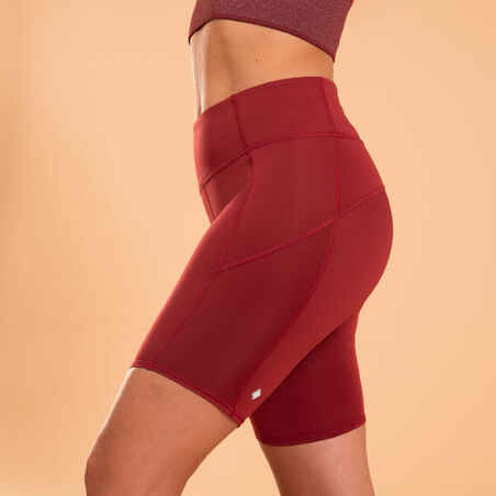 Kratke hlače za dinamičnu jogu ženske tamnocrvene