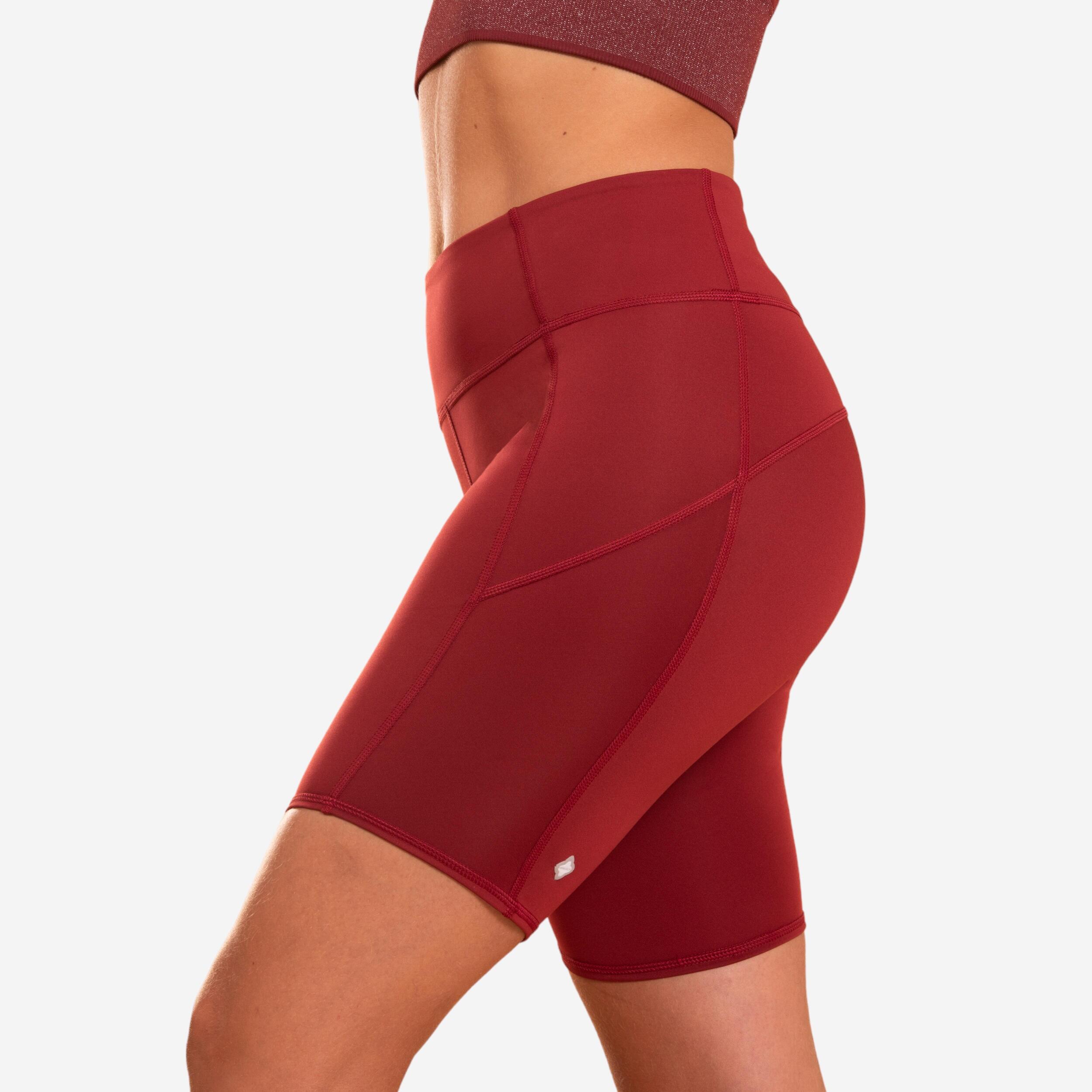 Women's Dynamic Yoga Cycling Shorts - Burgundy 1/4