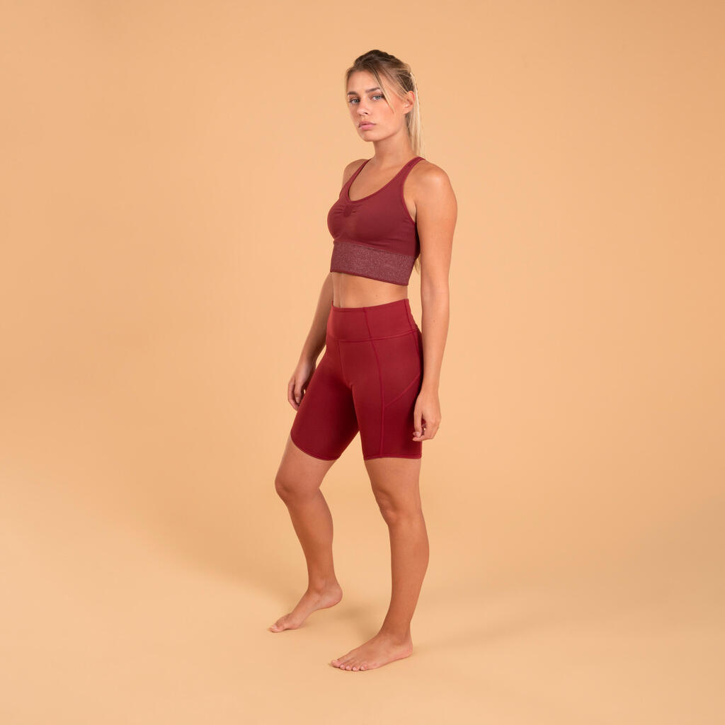 Women's Dynamic Yoga Bike Shorts - Mahogany