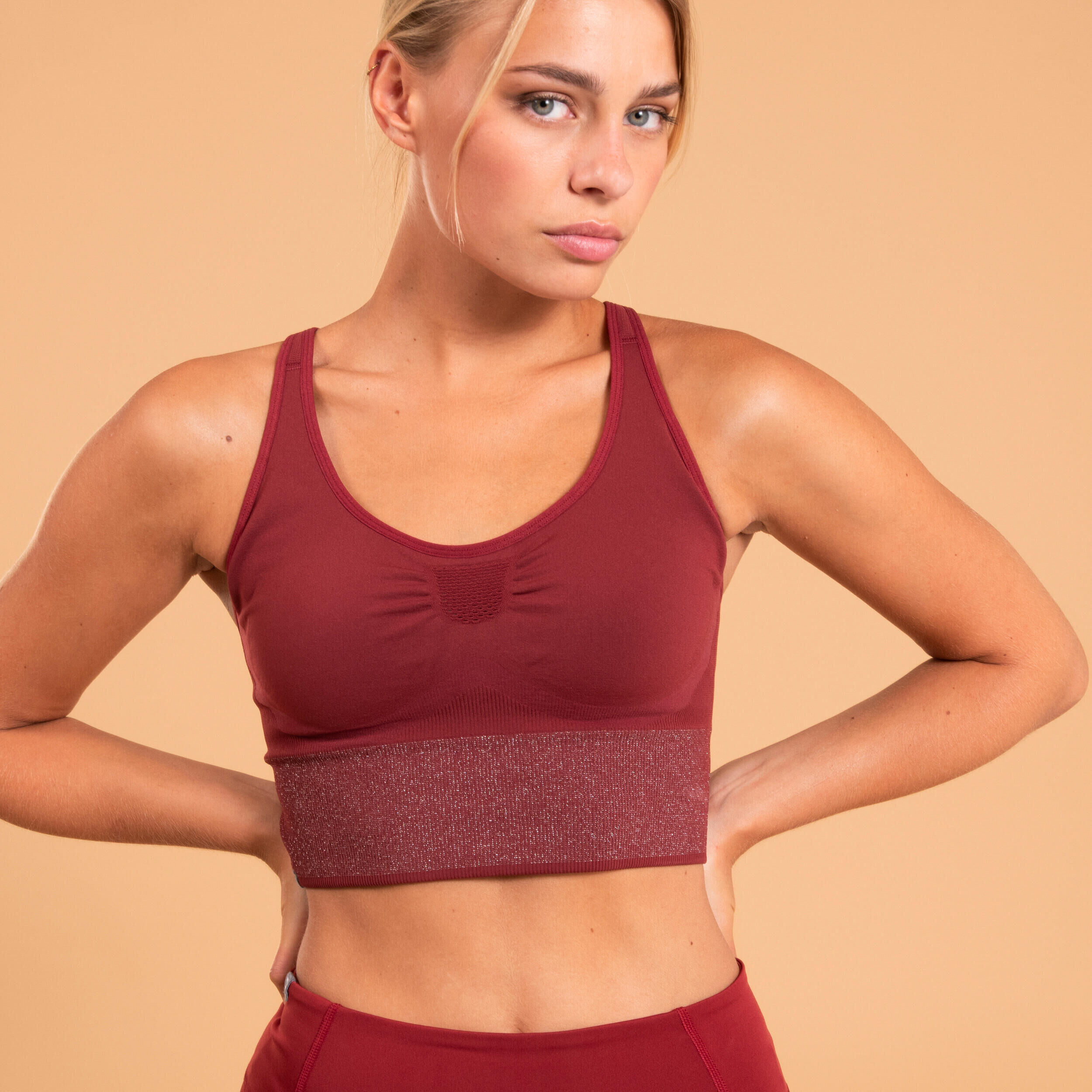 RIBBED SEAMLESS SPORTS BRA  BEIGE – Genet Collection