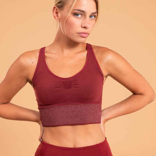 
      Women's Yoga Cropped Sports Bra - Burgundy
  