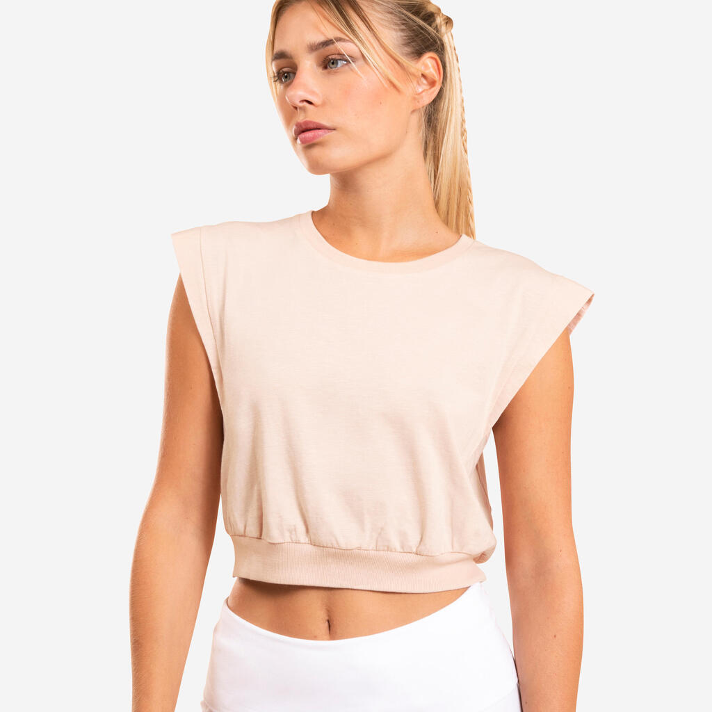 DÁMSKY CROP TOP NA JOGU BÉŽOVÝ 