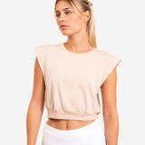 Women Loose Cropped Yoga T-Shirt - Light Pink