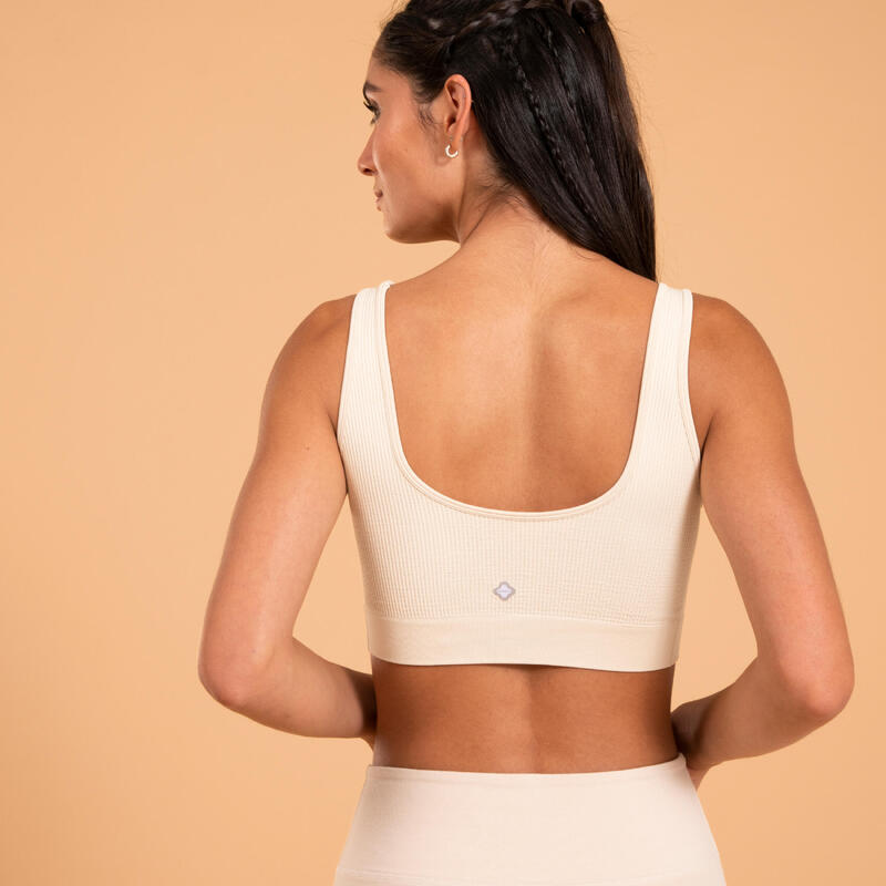 BRASSIERE YOGA SANS COUTURE SANS PAD DOUCE ET LÉGÈRE BEIGE