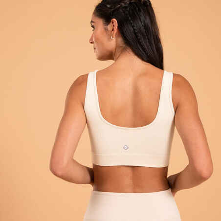 Yoga Seamless Pad-Free Soft Light Crop Top - Beige