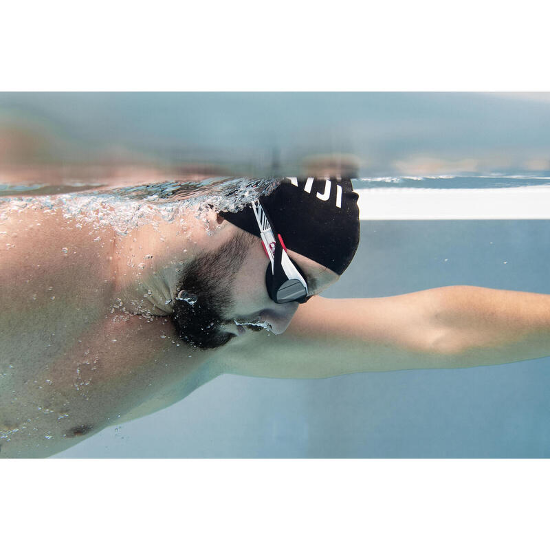 Lunettes De Natation TURN - Verres Miroirs - Taille Unique - Noir Blanc Rouge