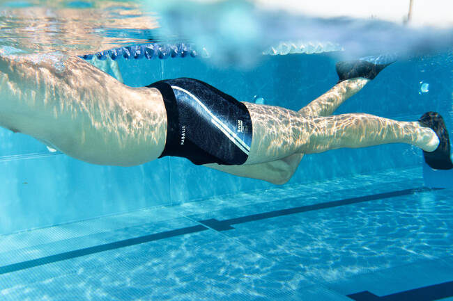Men Swimming Jammer with inner mesh lining Blue/White