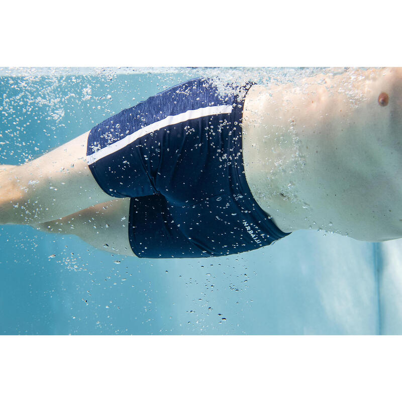 Calções de banho Natação Boxers compridos - Yoko - Mala Azul/Branco