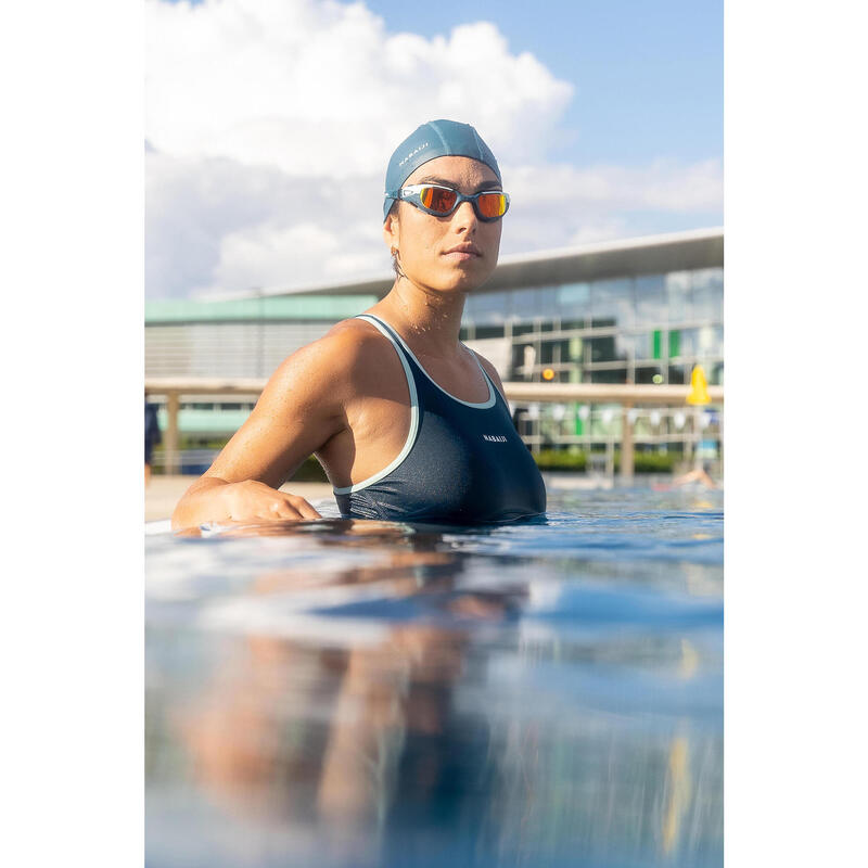 Sportbadpak voor zwemmen dames Kamiye+ petrolblauw