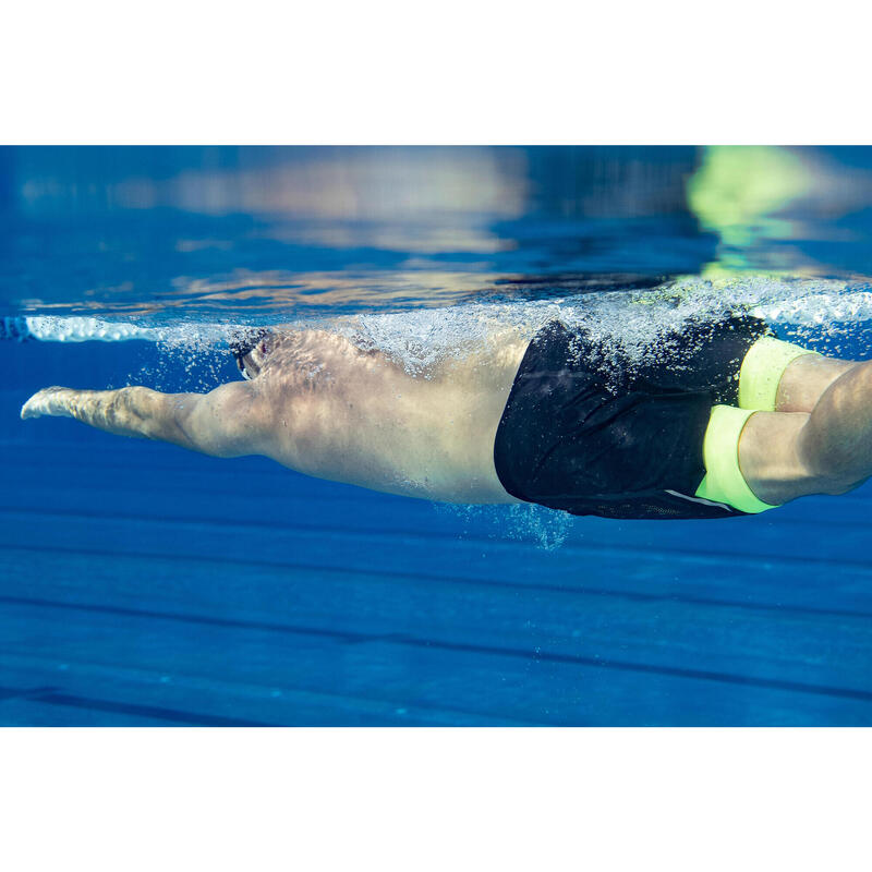 Men's Swimming Jammer-Swim Short 500 Fiti - Black / Yellow / Beige