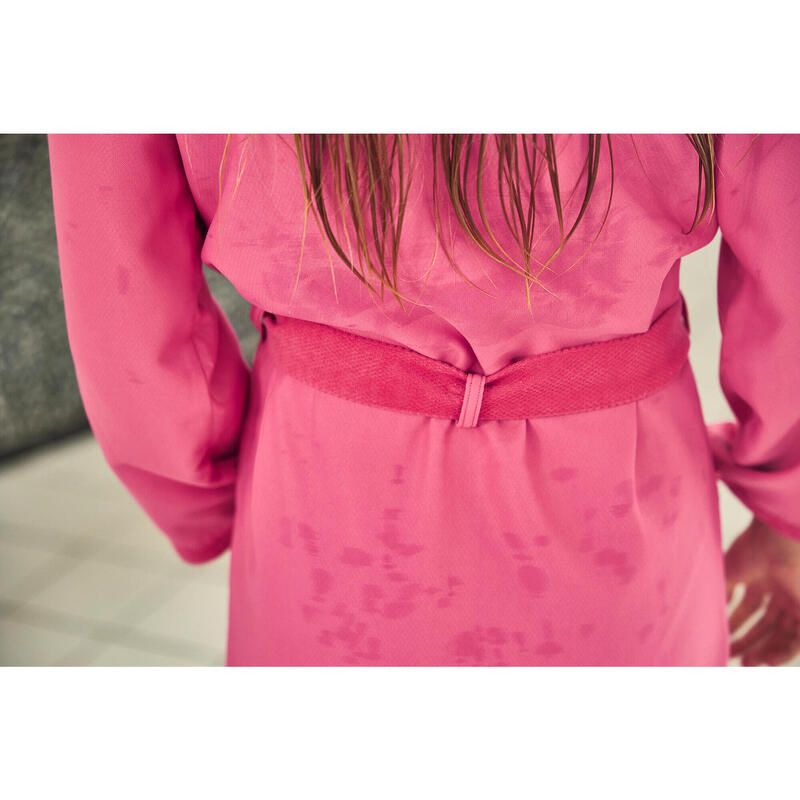 Pack albornoz compacto Mujer con capucha + toalla microfibra 80*130 cm rosa