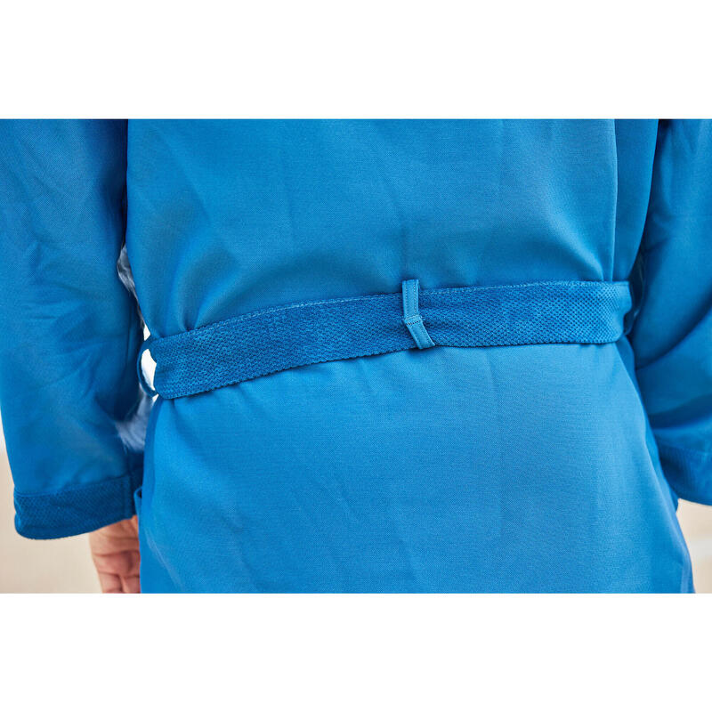 Albornoz Hombre microfibra/algodón compacto con capucha azul índigo