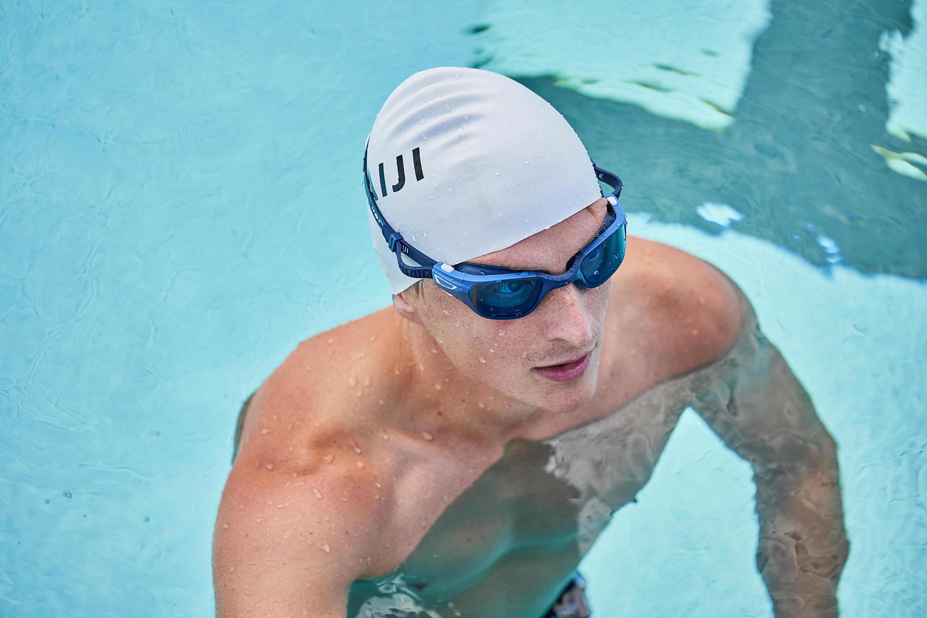 Goggles Natación Spirit Azul Blanco Cristales Tintados Talla Grande 10/14