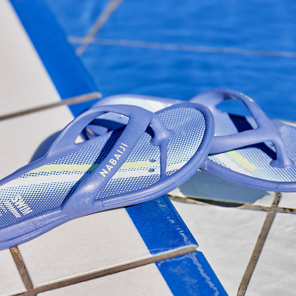 Kids pool flip-flops Tonga 500 swim blue yellow print