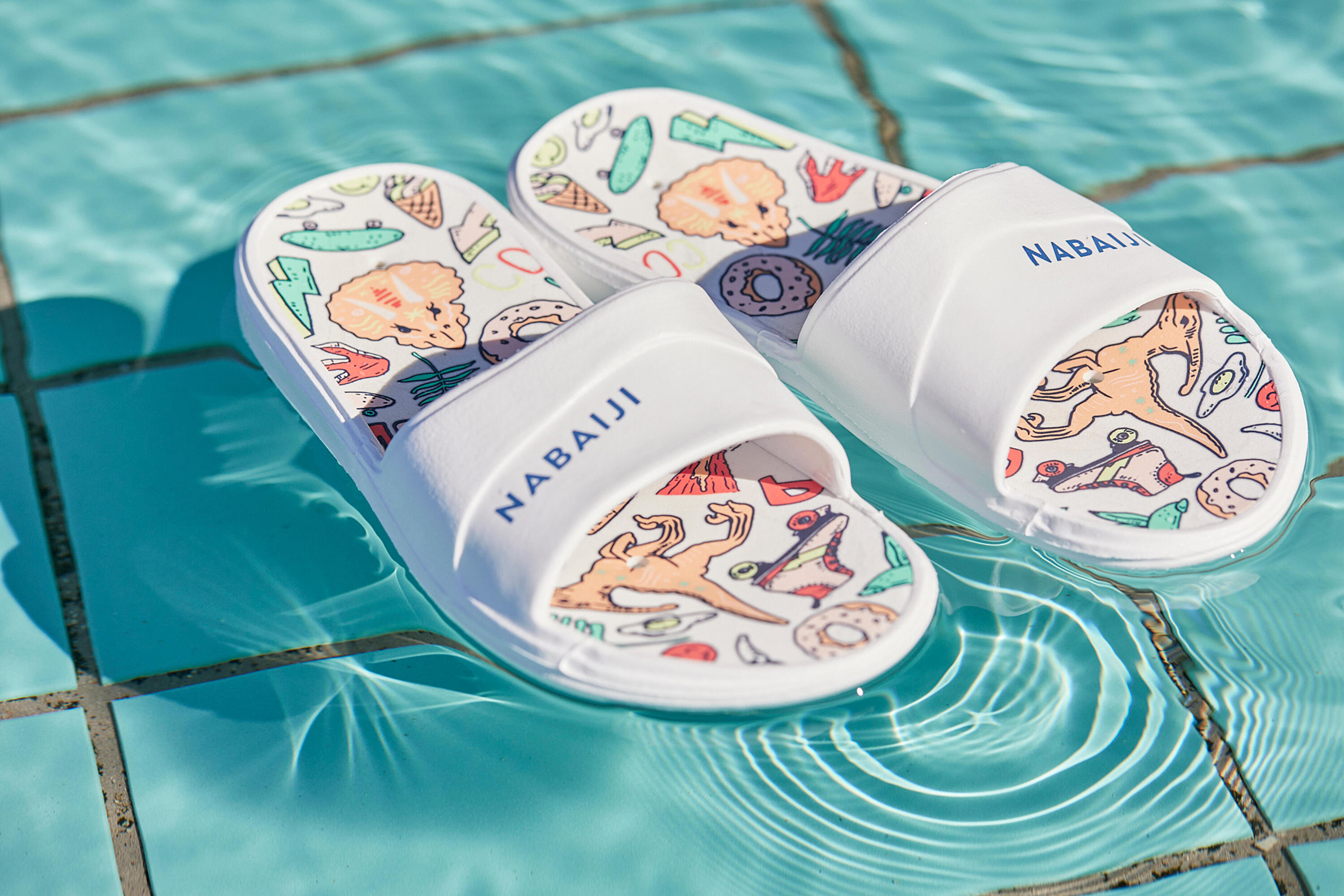 Ciabatte piscina bambino SLAP 500 DINO bianche 4/4