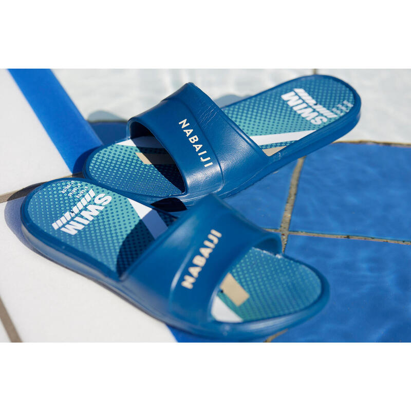 Sandale Claquette Piscine Enfant SLAP 500 PRINT Swim bleu