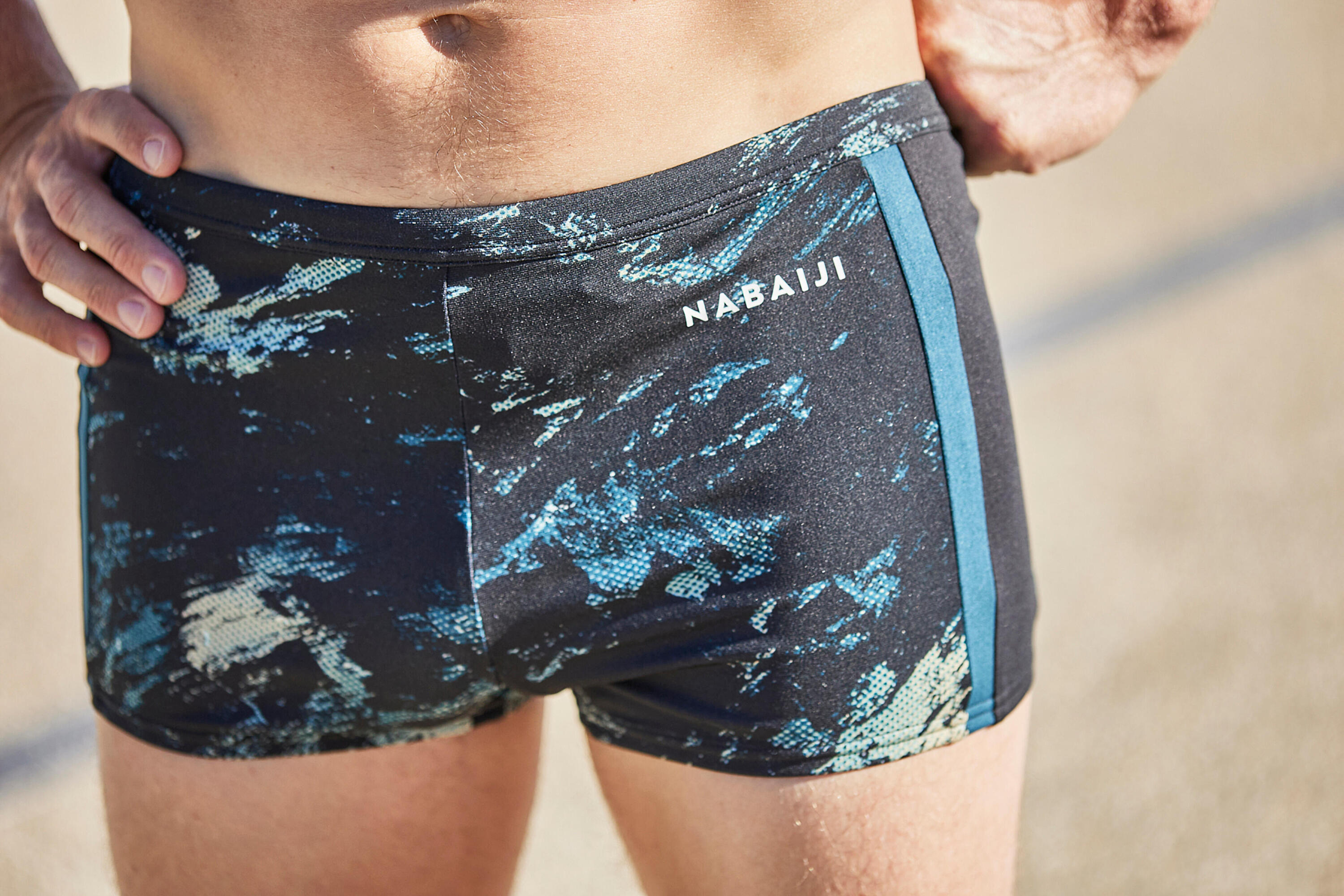 Men's Swimming Boxer Shorts-Yoko-Trao Black/Blue 11/11
