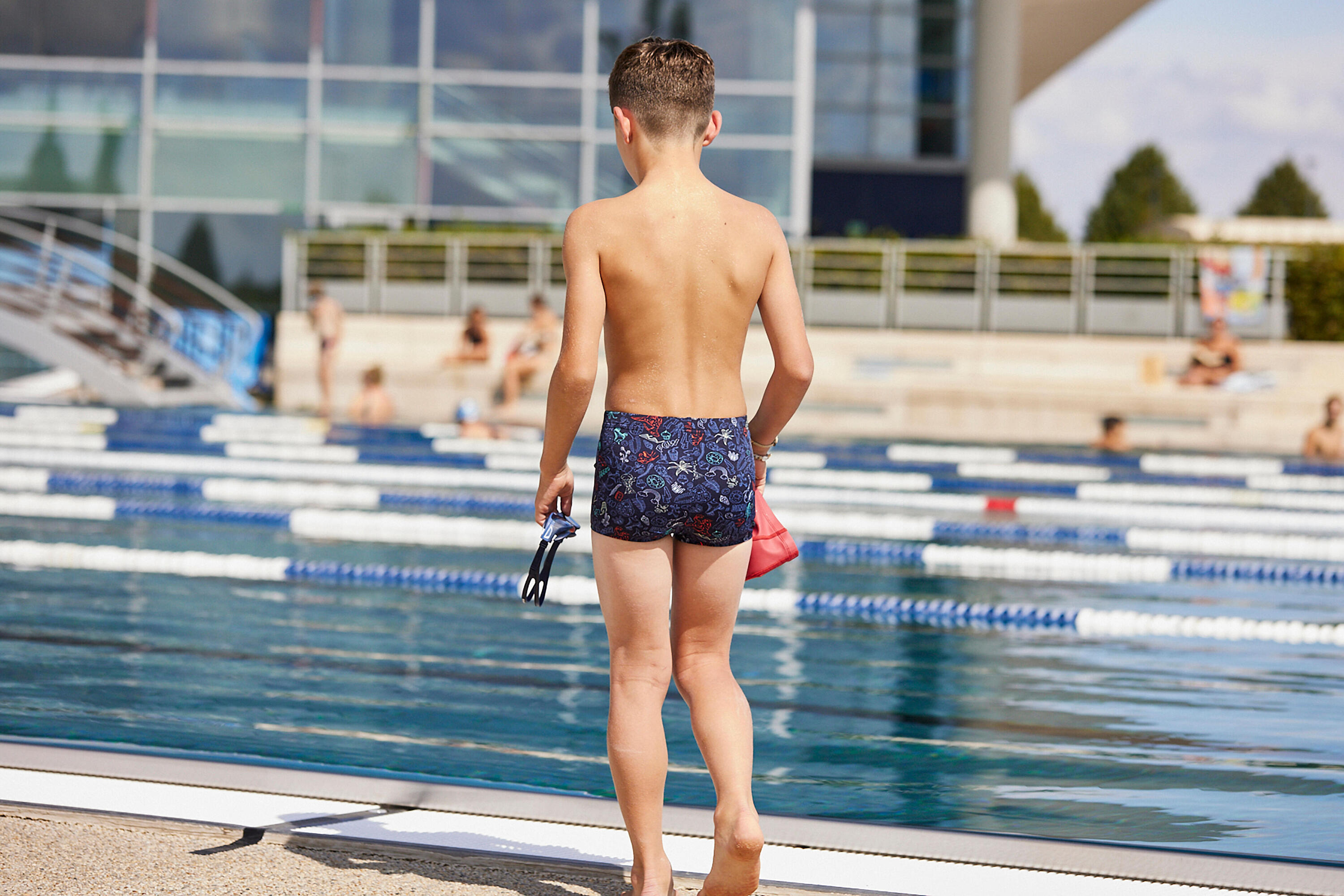 Boy’s Swimming Trunks - Fitib - Saur Navy Blue / Orange / Green 8/10