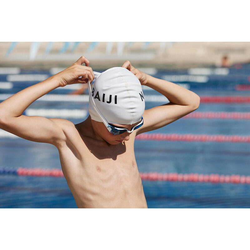 Occhialini piscina BFIT lenti celesti taglia unica bianco-blu