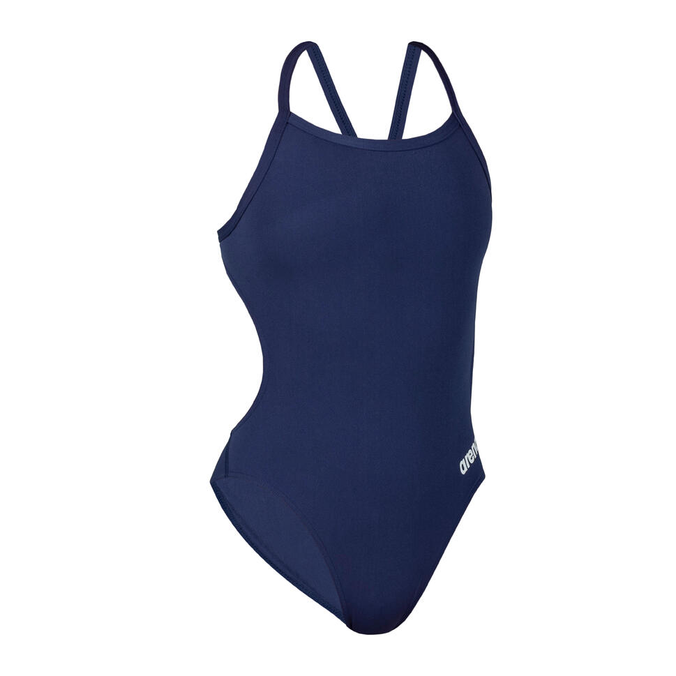 Maillot de Bain 1 Pièce Natation Femme ARENA NEW SOLID Bleu ARENA Decathlon