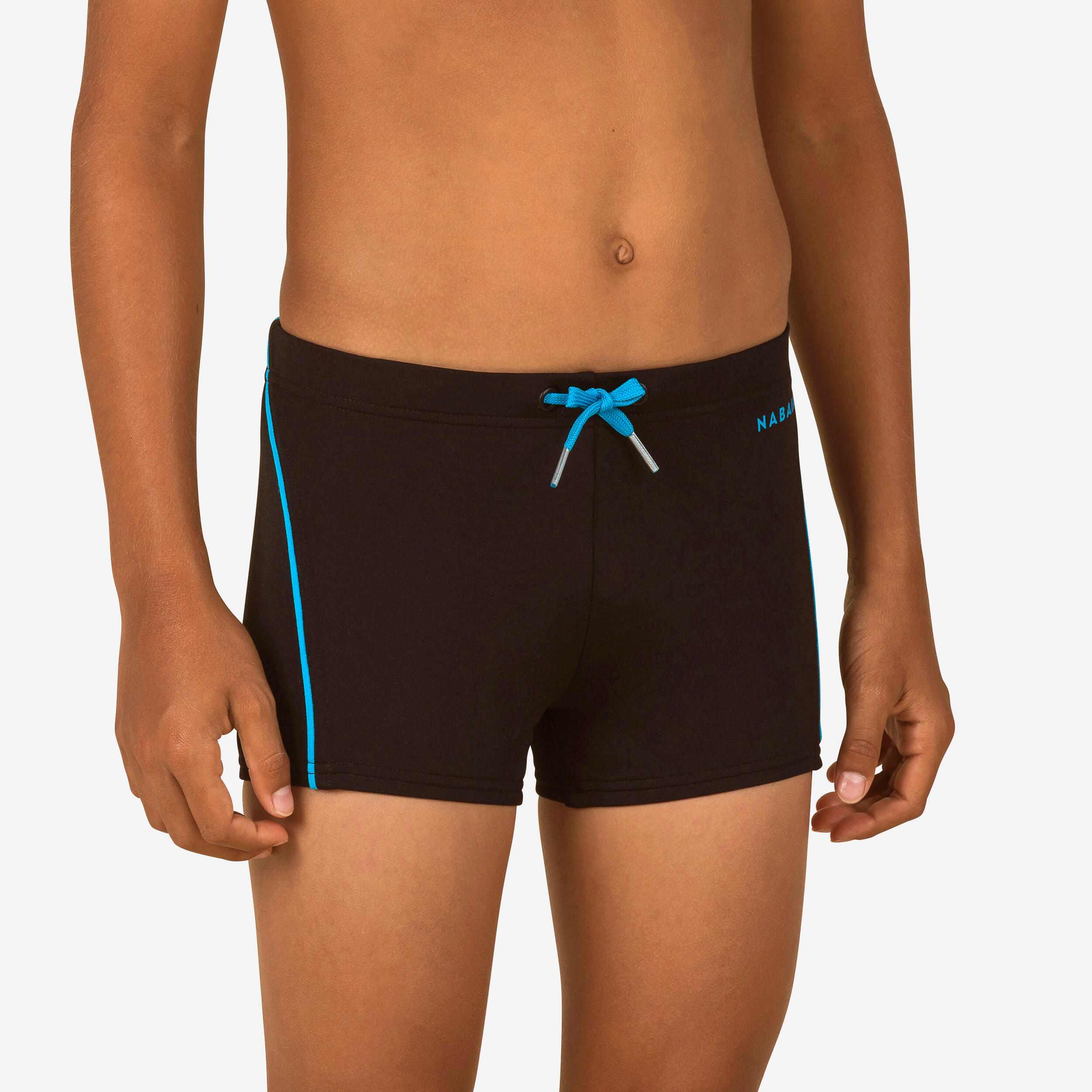 BOYS' SWIMMING BOXER 100 PLUS - BLACK