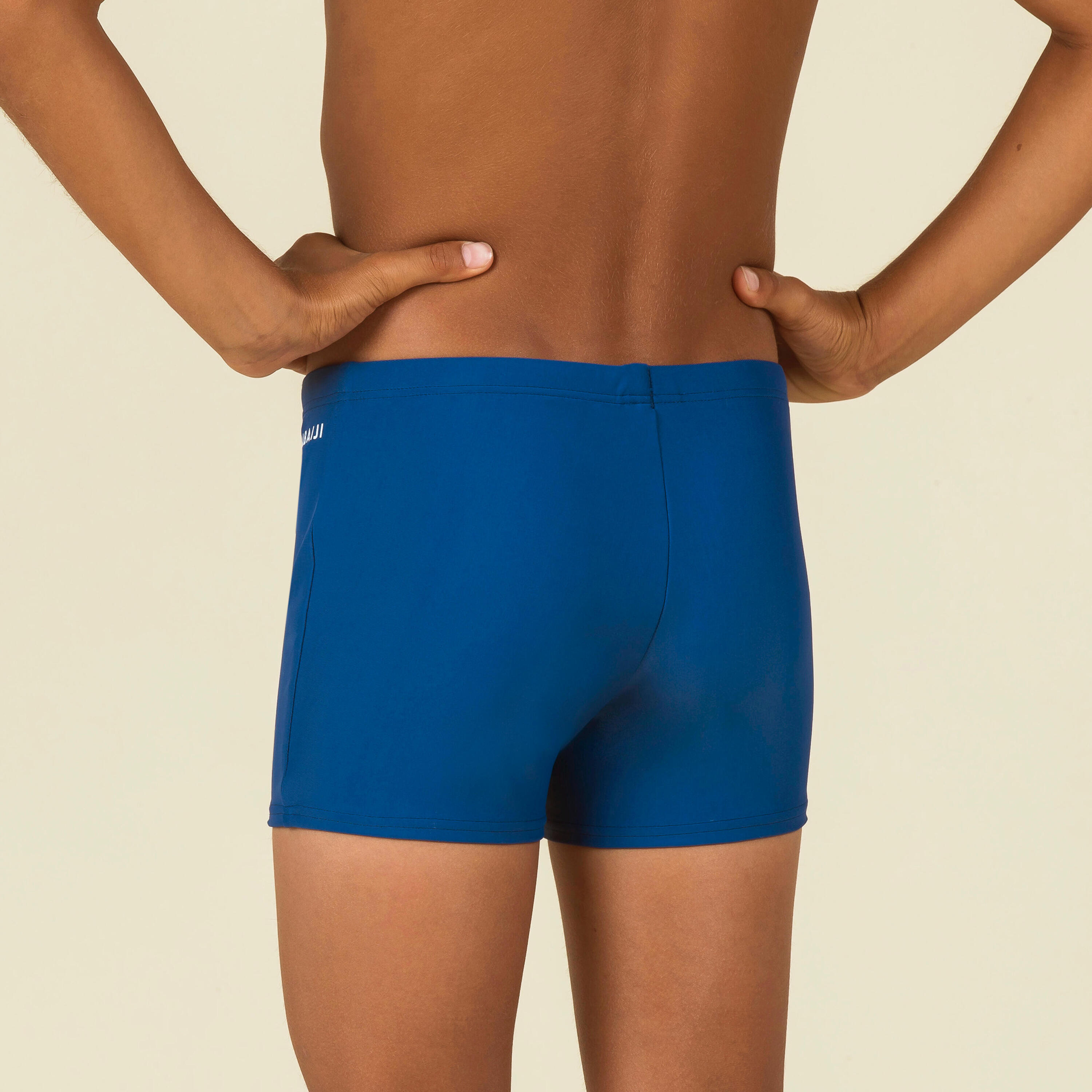 BOYS' SWIMMING BOXER BASIC 100 - BLUE 3/5