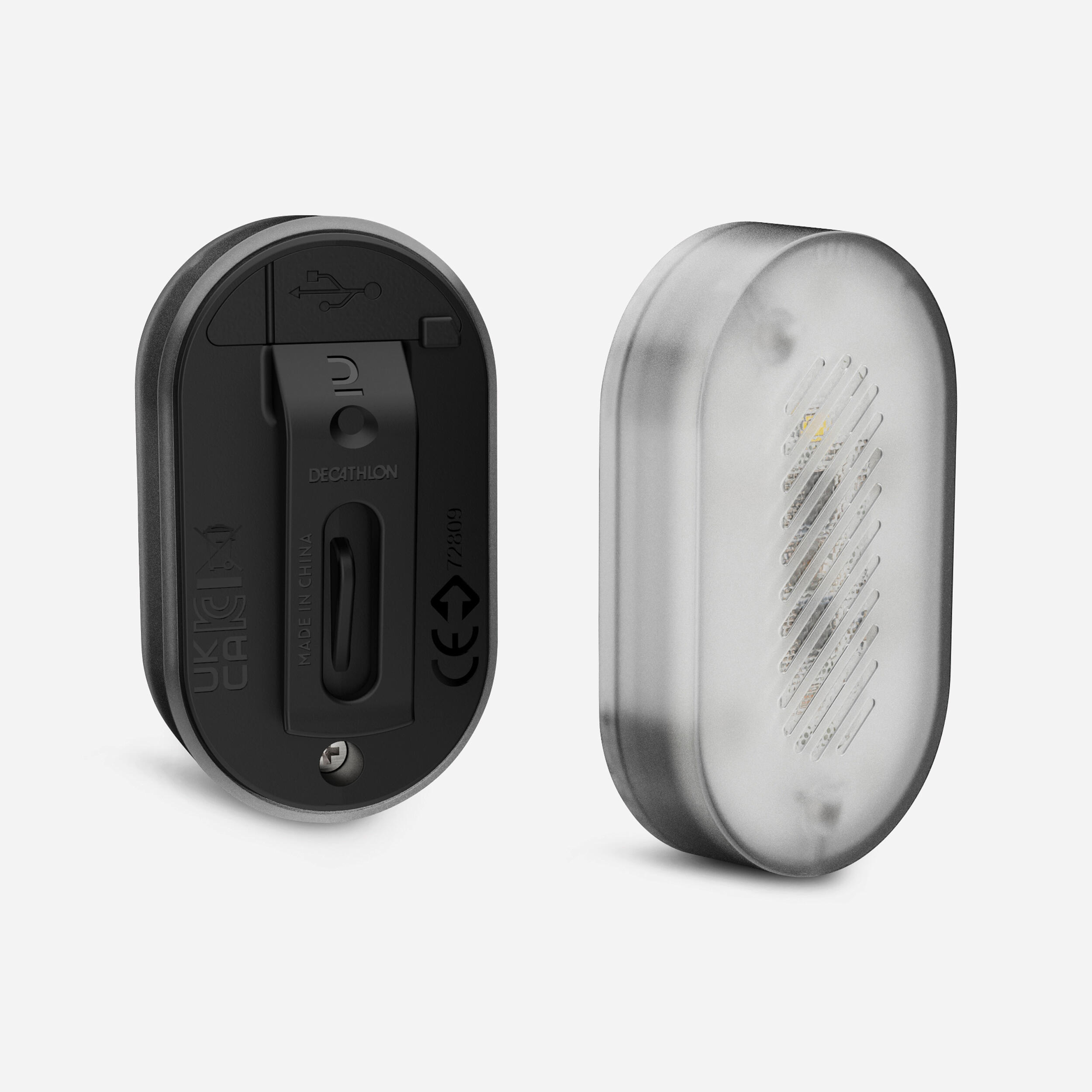 Elops - Eclairage Velo Sl510 Avant/arriere Noir Usb Clip - Éclairage Vélo - Accessoires Velo - Blanc-jaune-noir - Taille Unique - Decathlon