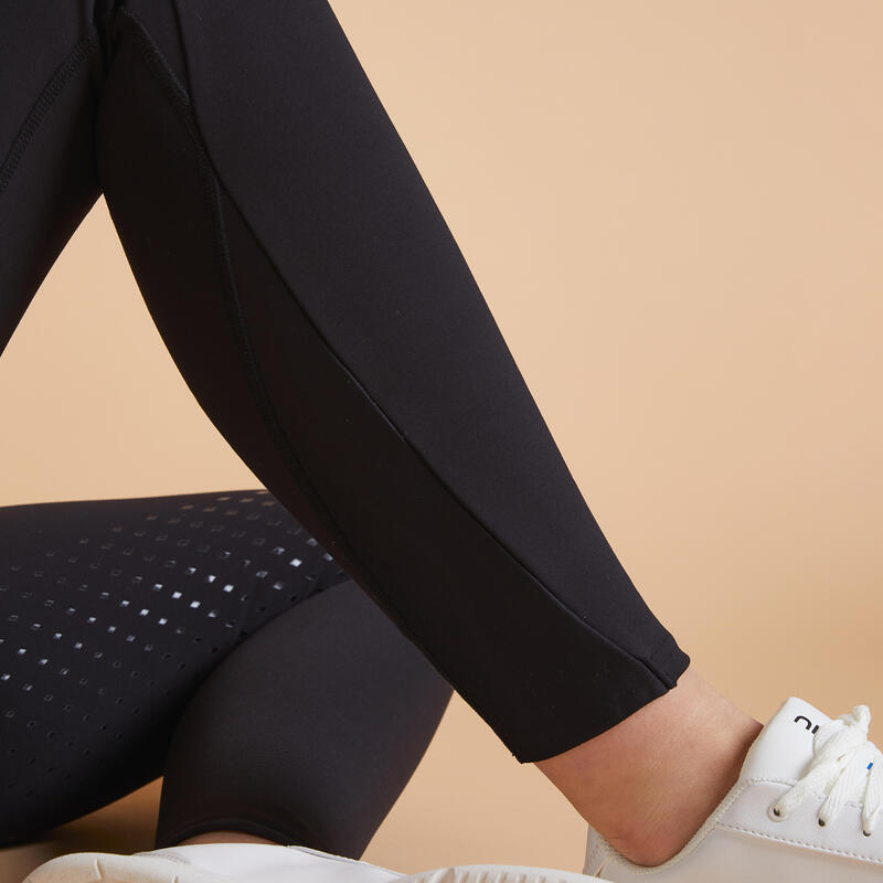 Leggings Equitación 500 Mujer Negro Full Grip