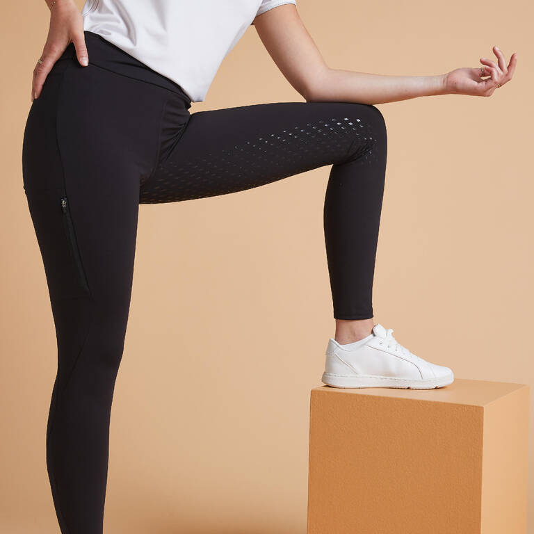 Legging Full Grip Berkuda Wanita 500 - Hitam