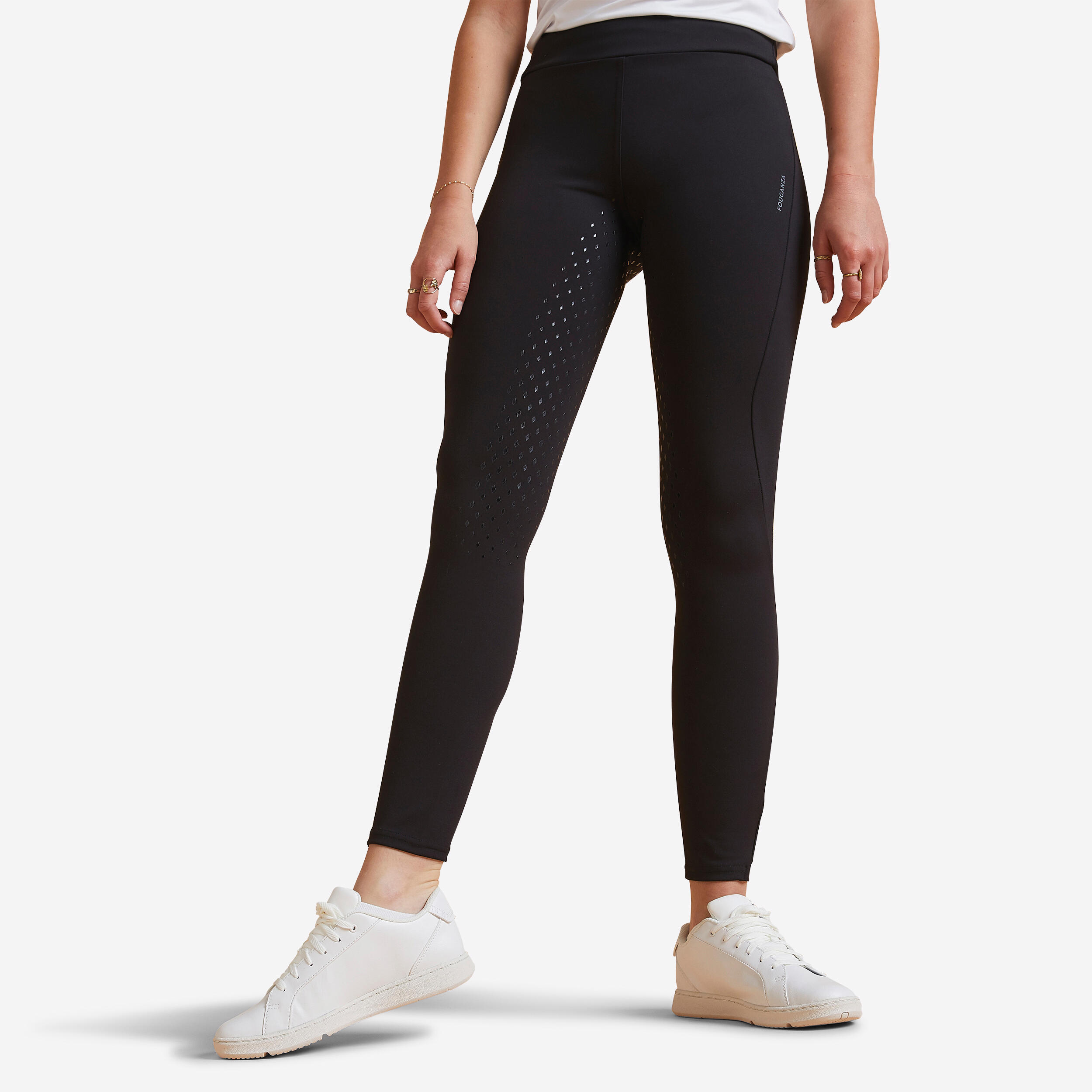 Women's full grip riding leggings - 500 black